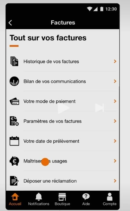 Orange espace client – Menu Factures, Maîtriser vos usages