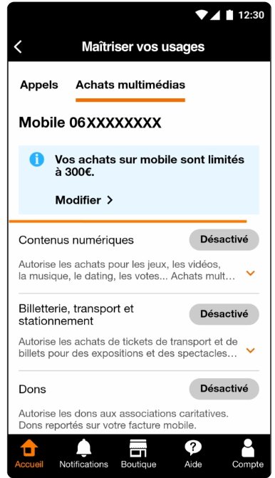 Étape 3 — Onglet Achats multimédias — Bloquer