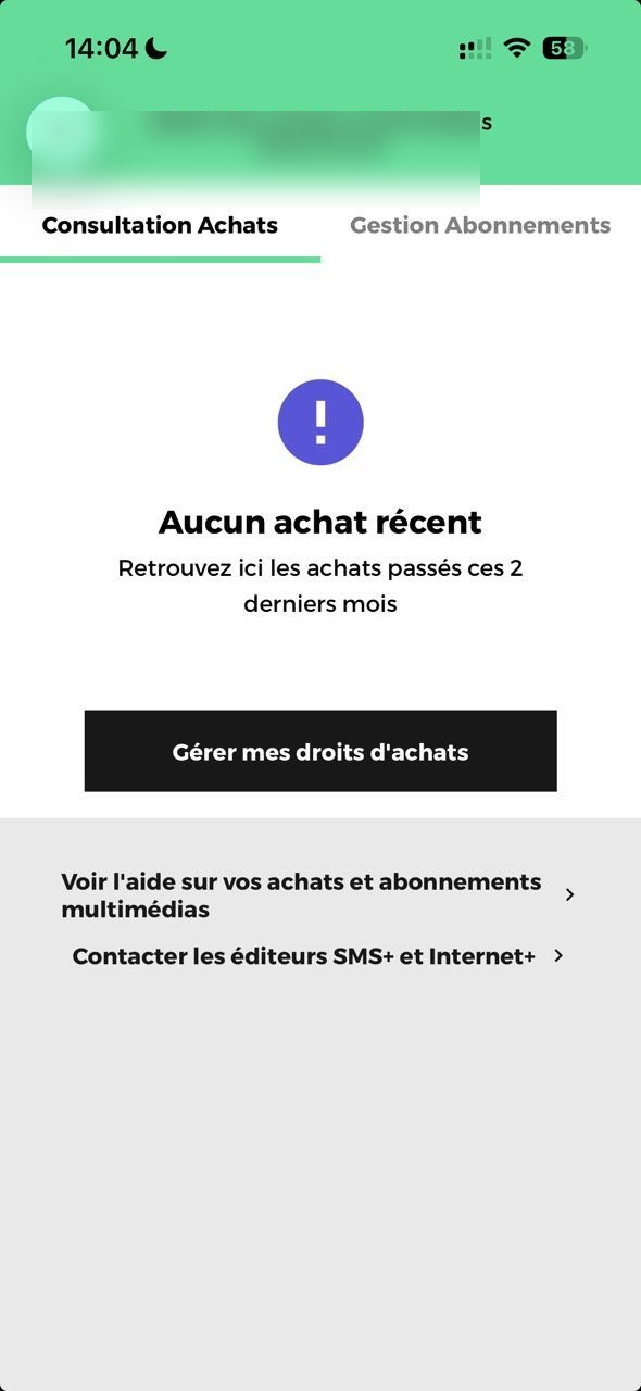 Étape 3 — Détail des achats → Gérer mes droits