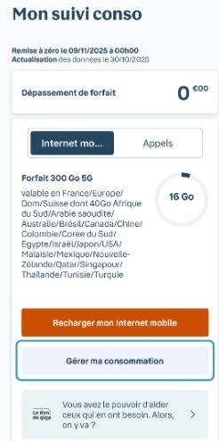 Bouygues espace client – Mon suivi conso, Gérer ma consommation