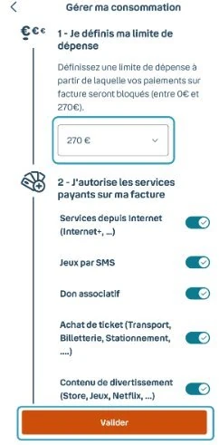 Bouygues espace client – Définir la limite et désactiver les services