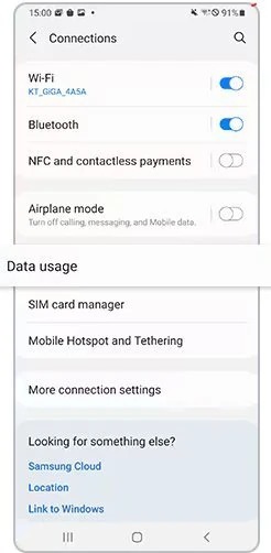 Samsung One UI – Connections, Data usage